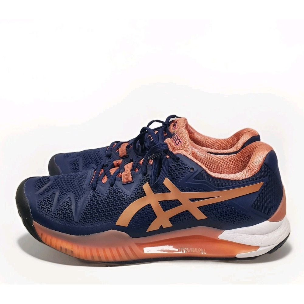 ASICS® Women's 9.5‎ GEL-Resolution 8 Tennis Pickleball Shoes in Blue Pink White - Picture 4 of 10